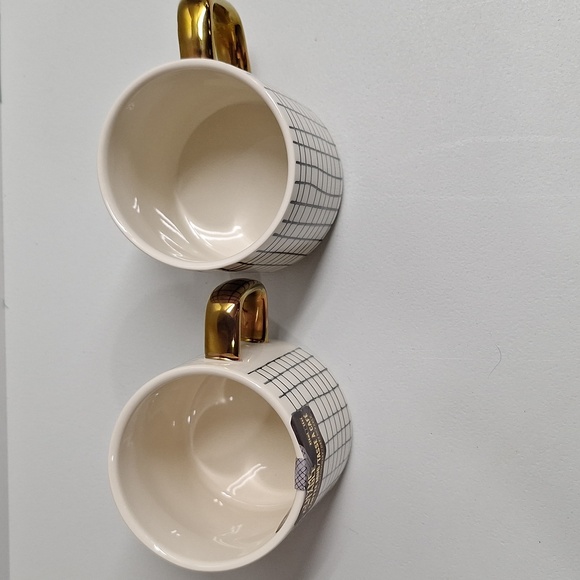 #ABW Thyme & table pair of mugs black white and gold - Picture 3 of 5